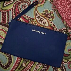 Michael Kors large blue Wristlet